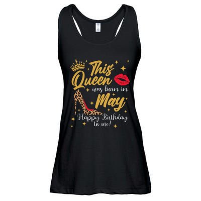 This Queen Was Born In May Happy Birthday To Me Ladies Essential Flowy Tank