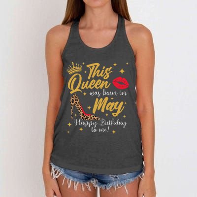 This Queen Was Born In May Happy Birthday To Me Women's Knotted Racerback Tank