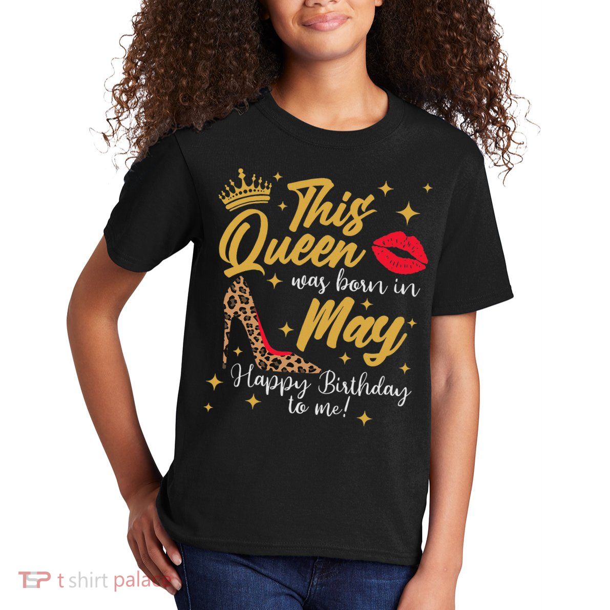 This Queen Was Born In May Happy Birthday To Me Kids T-Shirt