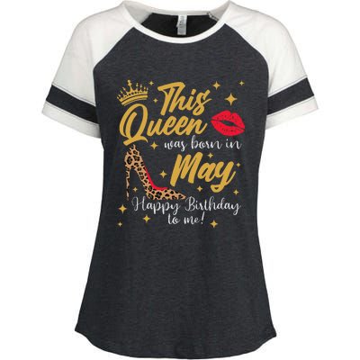 This Queen Was Born In May Happy Birthday To Me Enza Ladies Jersey Colorblock Tee