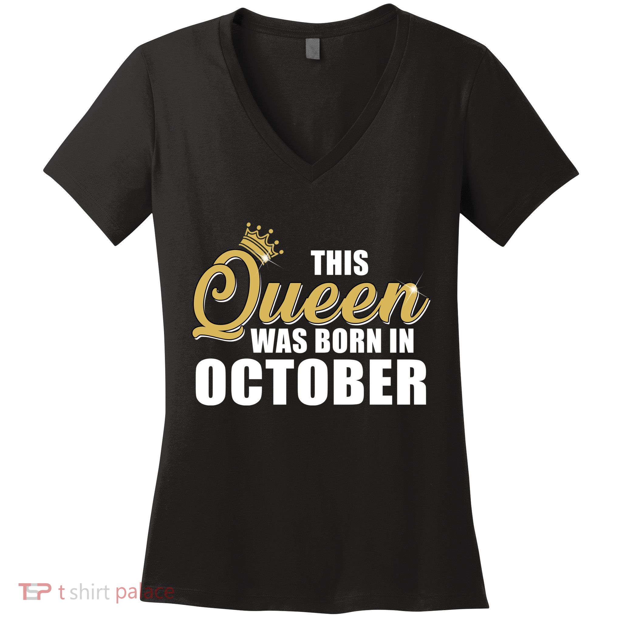 This Queen Was Born In October Women's V-Neck T-Shirt