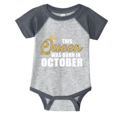 This Queen Was Born In October Infant Baby Jersey Bodysuit