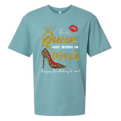 This Queen Was Born In March Happy Birthday Sueded Cloud Jersey T-Shirt