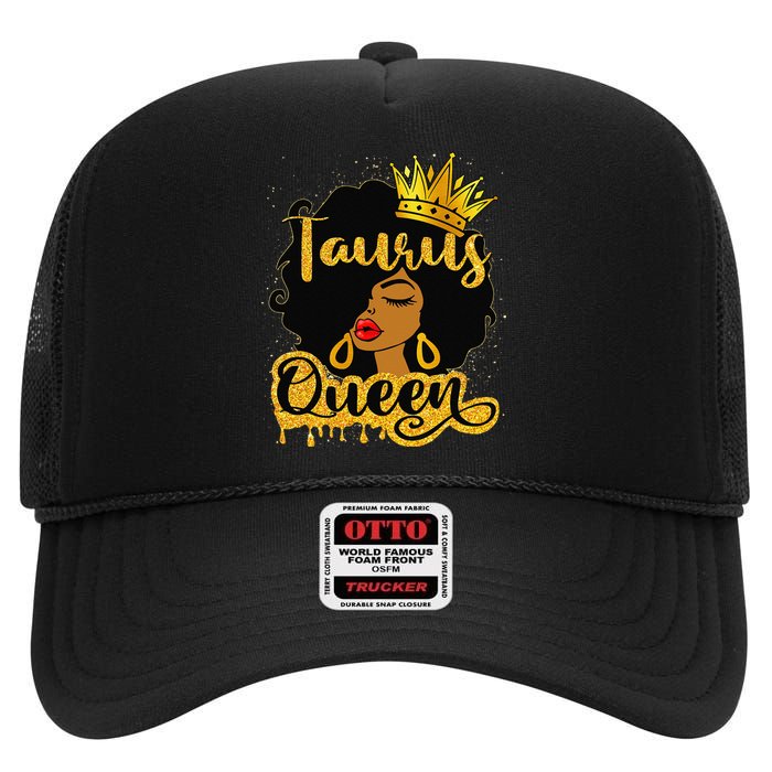 Taurus Queen Zodiac Sign Birthday Afro Black Woman High Crown Mesh Back Trucker Hat