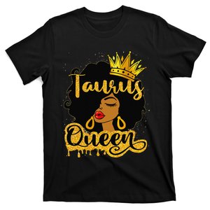 Taurus Queen Zodiac Sign Birthday Afro Black Woman T-Shirt