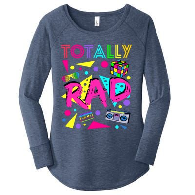 Totally Rad 1980s Vintage Eighties Costume Party Women's Perfect Tri Tunic Long Sleeve Shirt