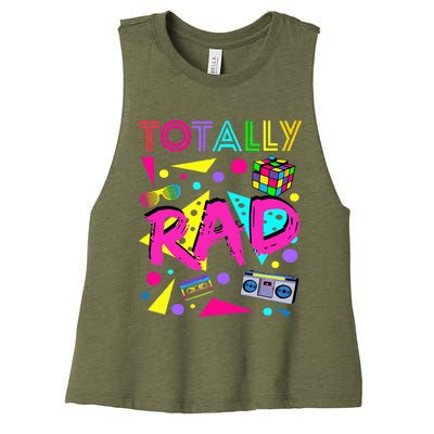 Totally Rad 1980s Vintage Eighties Costume Party Women's Racerback Cropped Tank