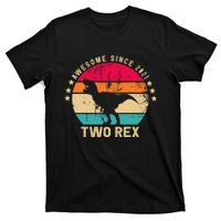 Two Rex 2rd Birthday Vintage Second Dinosaur 2 Year Old T-Shirt