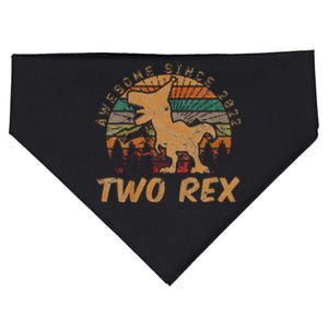 Two Rex 2nd Birthday Gift Second Dinosaur 2 Year Old  USA-Made Doggie Bandana