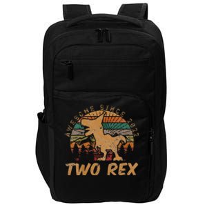 Two Rex 2nd Birthday Gift Second Dinosaur 2 Year Old  Impact Tech Backpack