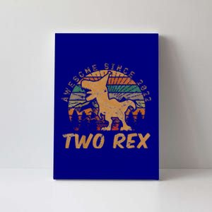 Two Rex 2nd Birthday Gift Second Dinosaur 2 Year Old  Canvas