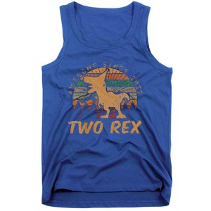 Two Rex 2nd Birthday Gift Second Dinosaur 2 Year Old  Tank Top