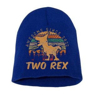 Two Rex 2nd Birthday Gift Second Dinosaur 2 Year Old  Short Acrylic Beanie