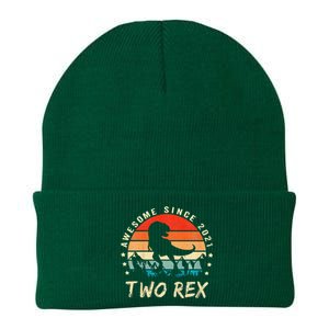 Two Rex 2nd Birthday Gift Second Dinosaur 2 Year Old Knit Cap Winter Beanie