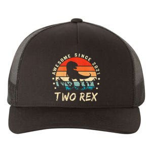 Two Rex 2nd Birthday Gift Second Dinosaur 2 Year Old Yupoong Adult 5-Panel Trucker Hat