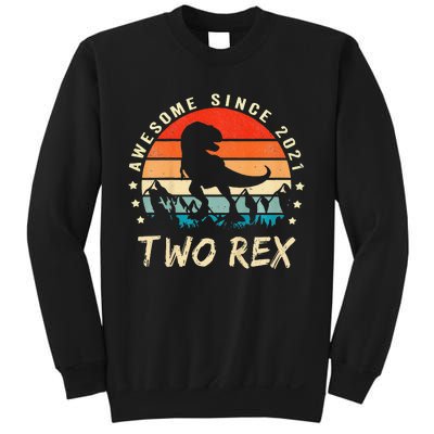 Two Rex 2nd Birthday Gift Second Dinosaur 2 Year Old Sweatshirt