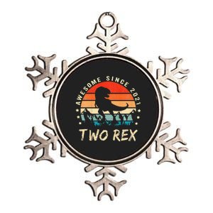 Two Rex 2nd Birthday Gift Second Dinosaur 2 Year Old Metallic Star Ornament