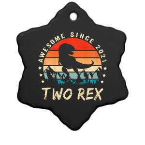 Two Rex 2nd Birthday Gift Second Dinosaur 2 Year Old Ceramic Star Ornament