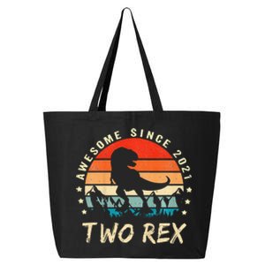 Two Rex 2nd Birthday Gift Second Dinosaur 2 Year Old 25L Jumbo Tote