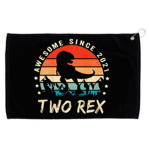 Two Rex 2nd Birthday Gift Second Dinosaur 2 Year Old Grommeted Golf Towel