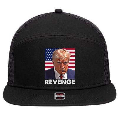 Trump Revenge 2024 Flag Presidential Campaign 7 Panel Mesh Trucker Snapback Hat