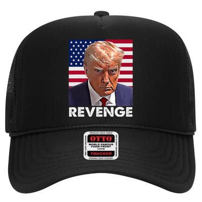 Trump Revenge 2024 Flag Presidential Campaign High Crown Mesh Back Trucker Hat