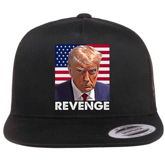 Trump Revenge 2024 Flag Presidential Campaign Flat Bill Trucker Hat