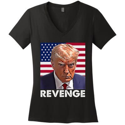 Trump Revenge 2024 Flag Presidential Campaign Women's V-Neck T-Shirt