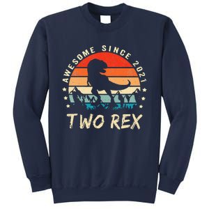 Two Rex 2nd Birthday Gift Second Dinosaur 2 Year Old Cute Sweatshirt