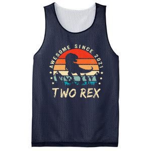 Two Rex 2nd Birthday Gift Second Dinosaur 2 Year Old Cute Mesh Reversible Basketball Jersey Tank