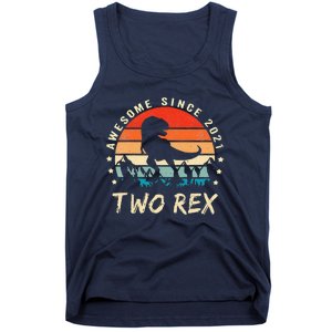 Two Rex 2nd Birthday Gift Second Dinosaur 2 Year Old Cute Tank Top