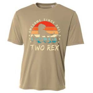 Two Rex 2nd Birthday Gift Second Dinosaur 2 Year Old Cute Cooling Performance Crew T-Shirt