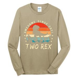 Two Rex 2nd Birthday Gift Second Dinosaur 2 Year Old Cute Tall Long Sleeve T-Shirt