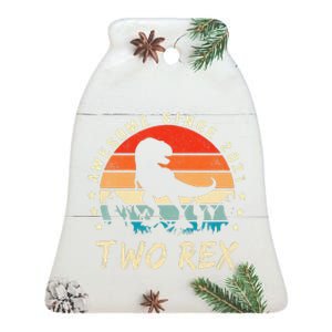 Two Rex 2nd Birthday Gift Second Dinosaur 2 Year Old Cute Ceramic Bell Ornament