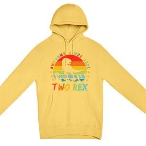 Two Rex 2nd Birthday Gift Second Dinosaur 2 Year Old Premium Pullover Hoodie