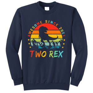 Two Rex 2nd Birthday Gift Second Dinosaur 2 Year Old Sweatshirt