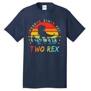 Two Rex 2nd Birthday Gift Second Dinosaur 2 Year Old Tall T-Shirt