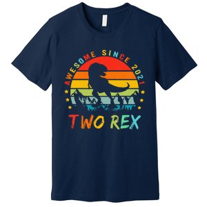 Two Rex 2nd Birthday Gift Second Dinosaur 2 Year Old Premium T-Shirt