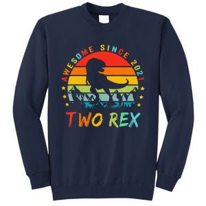 Two Rex 2nd Birthday Gift Second Dinosaur 2 Year Old Tall Sweatshirt