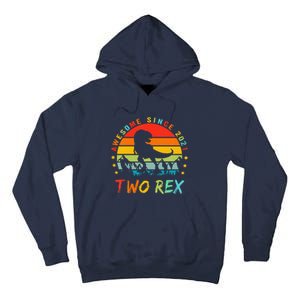 Two Rex 2nd Birthday Gift Second Dinosaur 2 Year Old Tall Hoodie