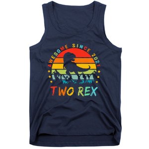 Two Rex 2nd Birthday Gift Second Dinosaur 2 Year Old Tank Top