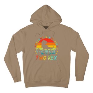 Two Rex 2nd Birthday Gift Second Dinosaur 2 Year Old Hoodie