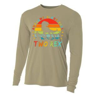 Two Rex 2nd Birthday Gift Second Dinosaur 2 Year Old Cooling Performance Long Sleeve Crew