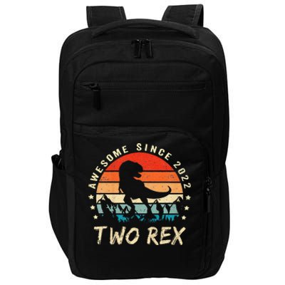 Two Rex 2nd Birthday Gift Second Dinosaur 2 Year Old Impact Tech Backpack