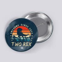 Two Rex 2nd Birthday Gift Second Dinosaur 2 Year Old Button