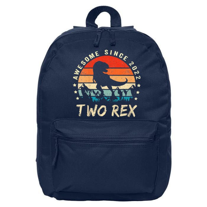 Two Rex 2nd Birthday Gift Second Dinosaur 2 Year Old 16 in Basic Backpack