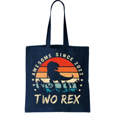 Two Rex 2nd Birthday Gift Second Dinosaur 2 Year Old Tote Bag