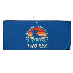 Two Rex 2nd Birthday Gift Second Dinosaur 2 Year Old Large Microfiber Waffle Golf Towel