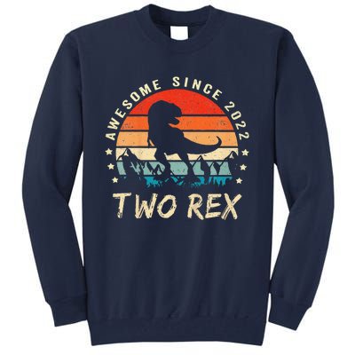 Two Rex 2nd Birthday Gift Second Dinosaur 2 Year Old Tall Sweatshirt