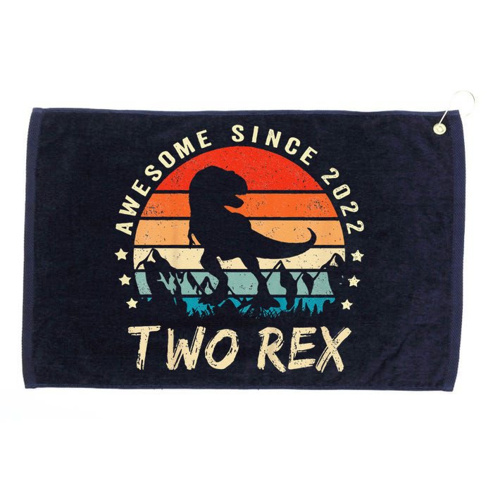 Two Rex 2nd Birthday Gift Second Dinosaur 2 Year Old Grommeted Golf Towel